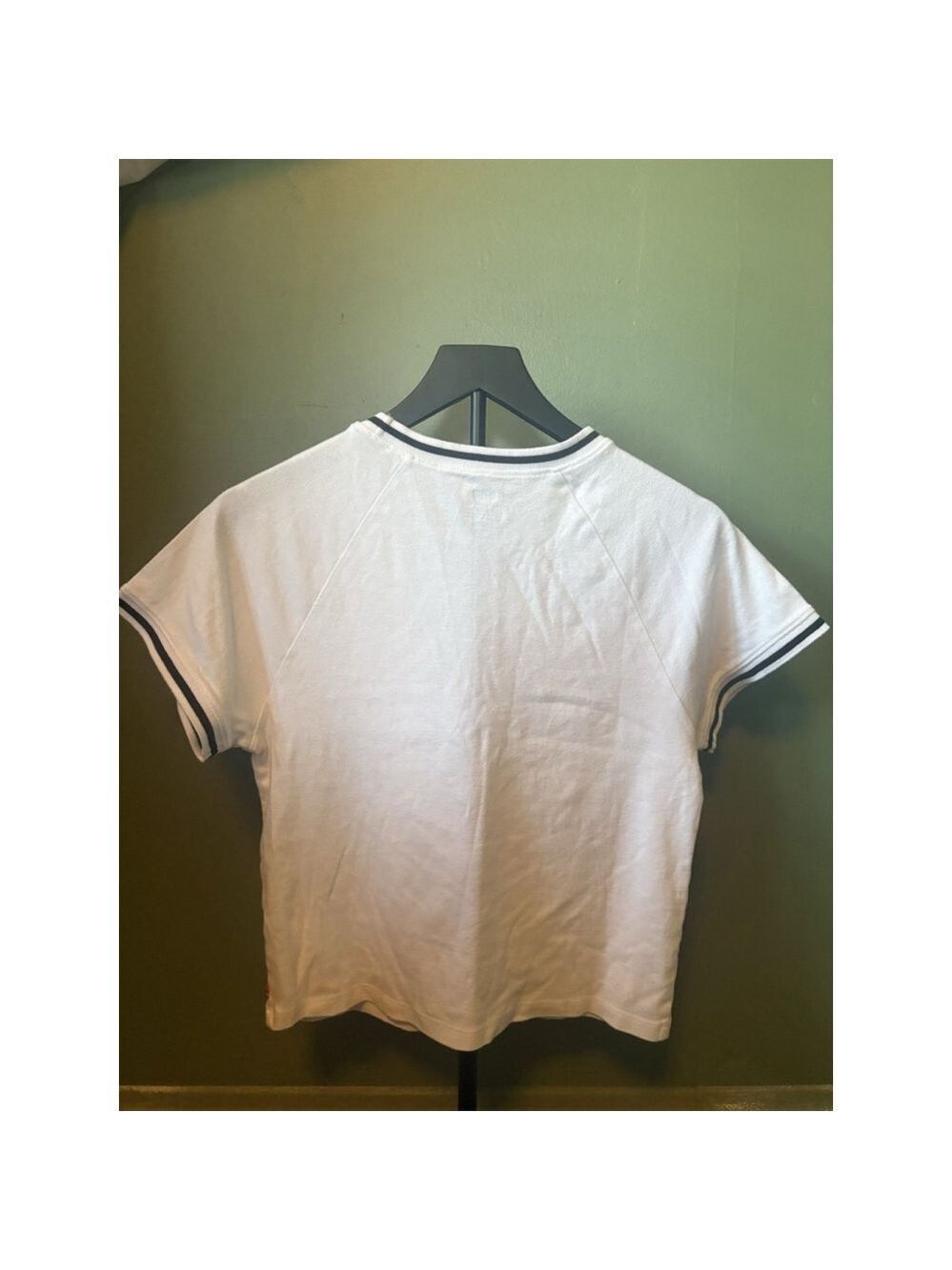 Levi's XL Slim Fit Ringer T-Shirt White Raglan Short Sleeve Retro Oracle Ringer - Picture 5 of 9